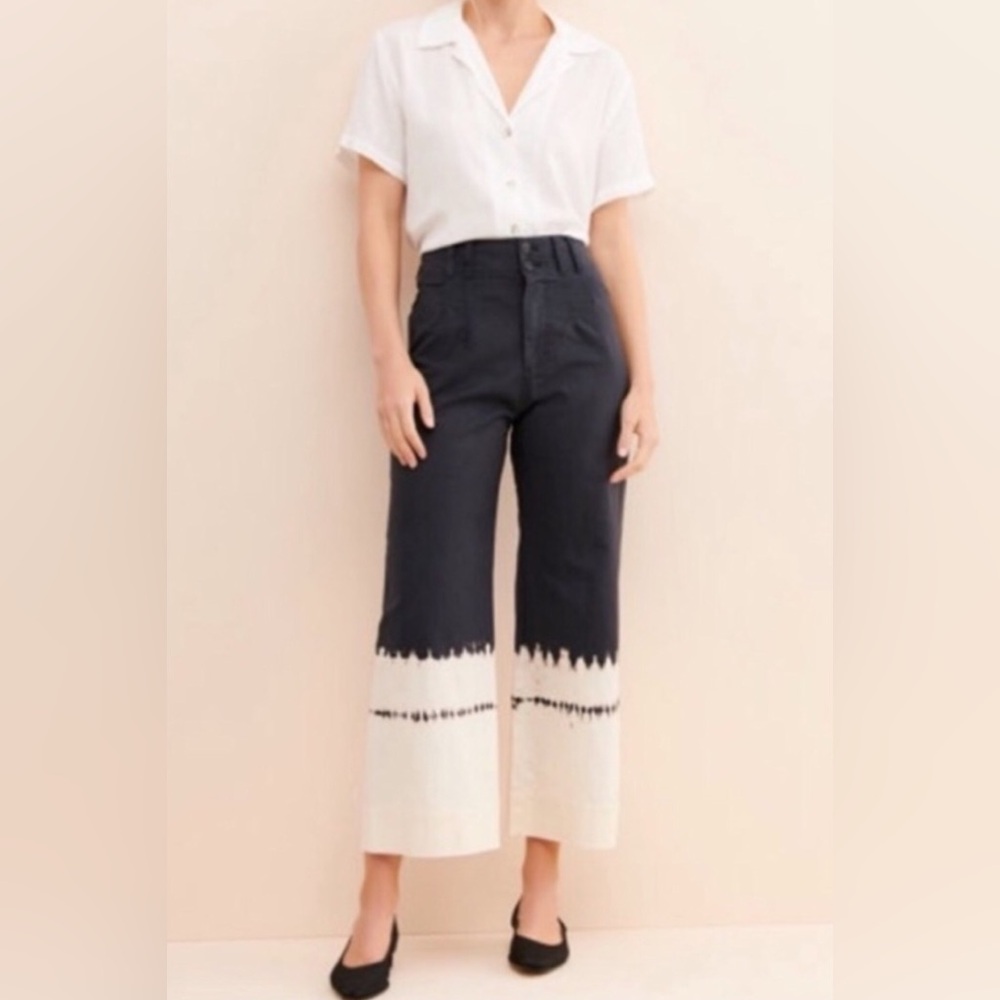 Anthropologie Fatima Dip-Dyed Wide-Leg Pants Black 26
